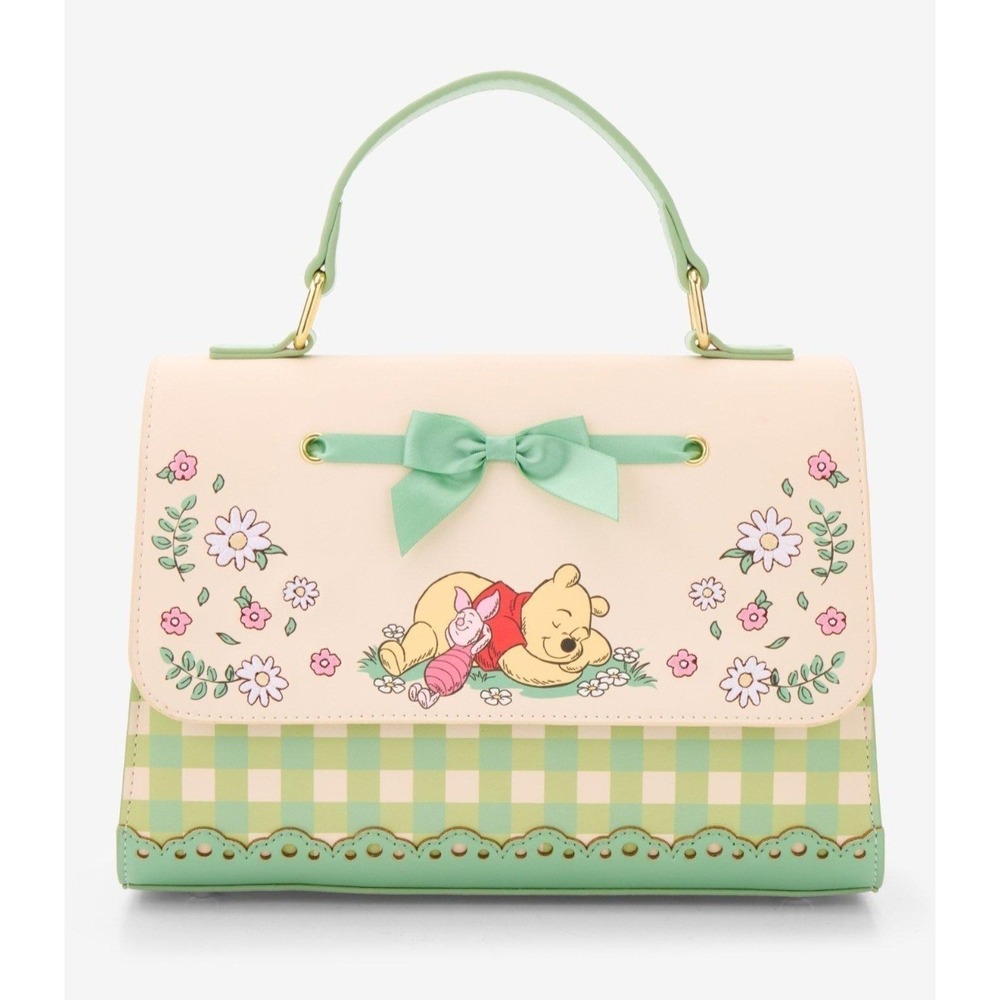 NWT Loungefly Disney Winnie the Pooh & Piglet Floral Gingham Handbag Crossbody